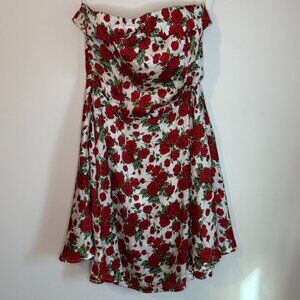 Olga de Polga Strapless Red Rose Mini Dress